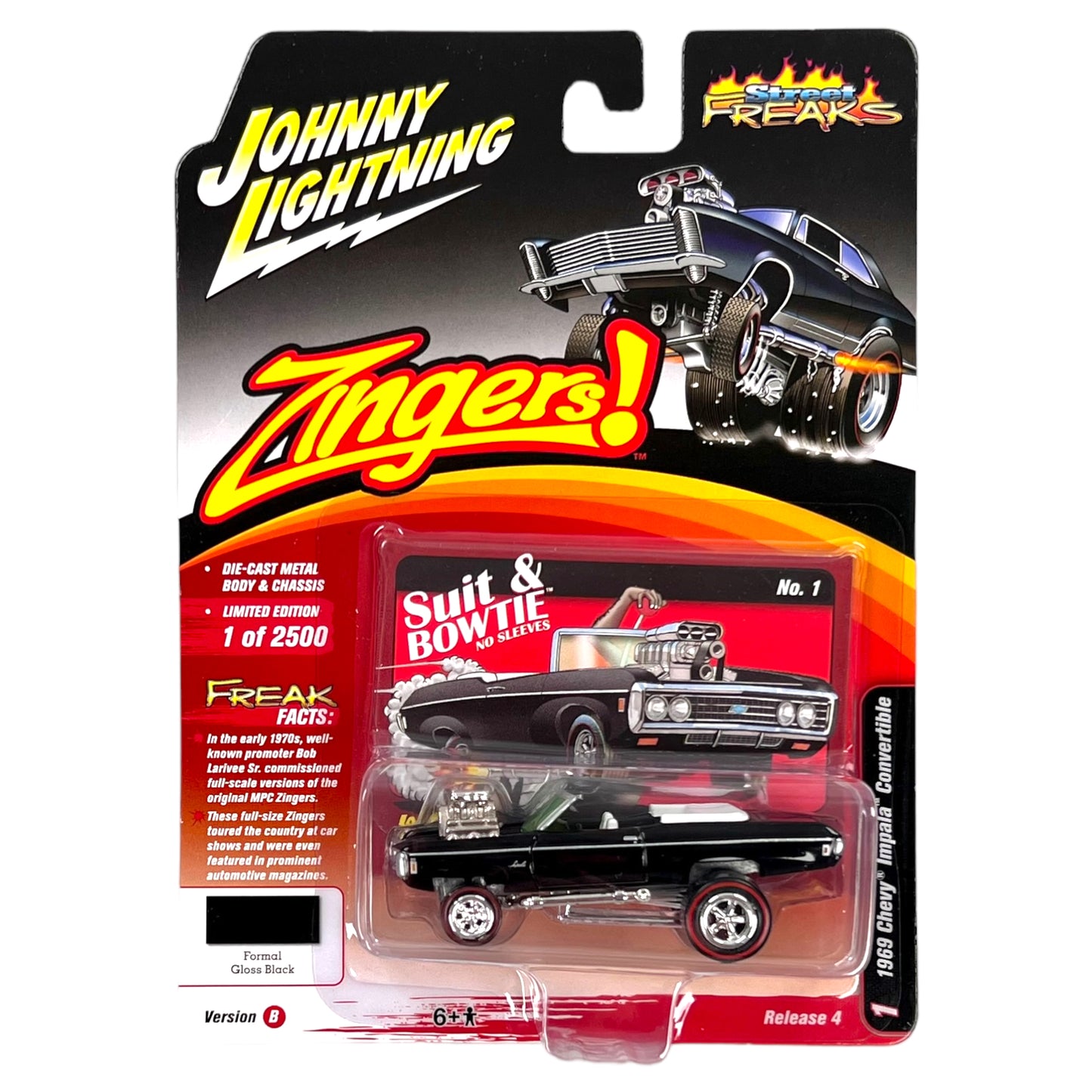Johnny Lightning - Street Freaks - 1969 Chevrolet Impala Convertible (Zingers), black - 1:64