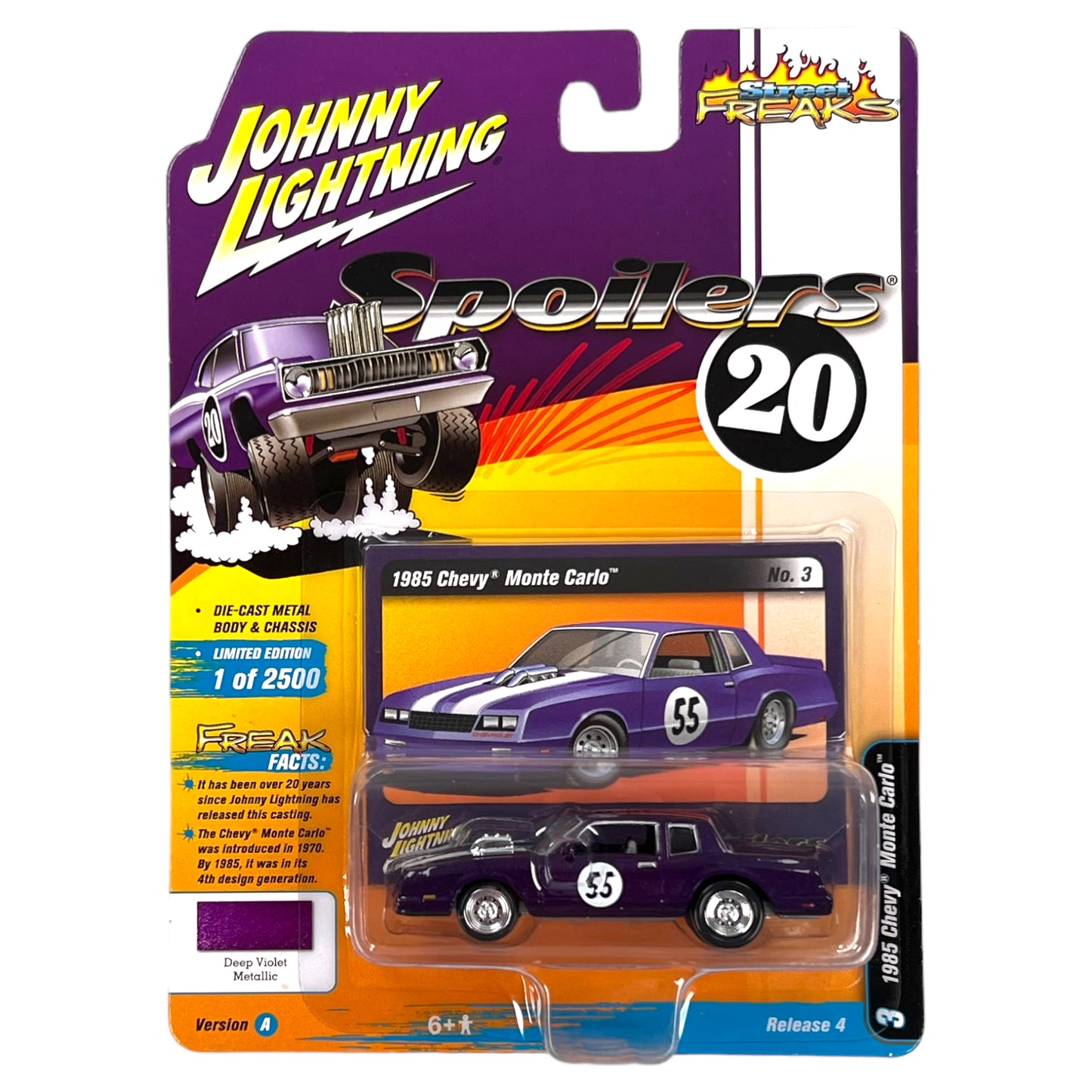 Johnny Lightning - Street Freaks - 1985 Chevrolet Monte Carlo (spoilers), violet - 1:64