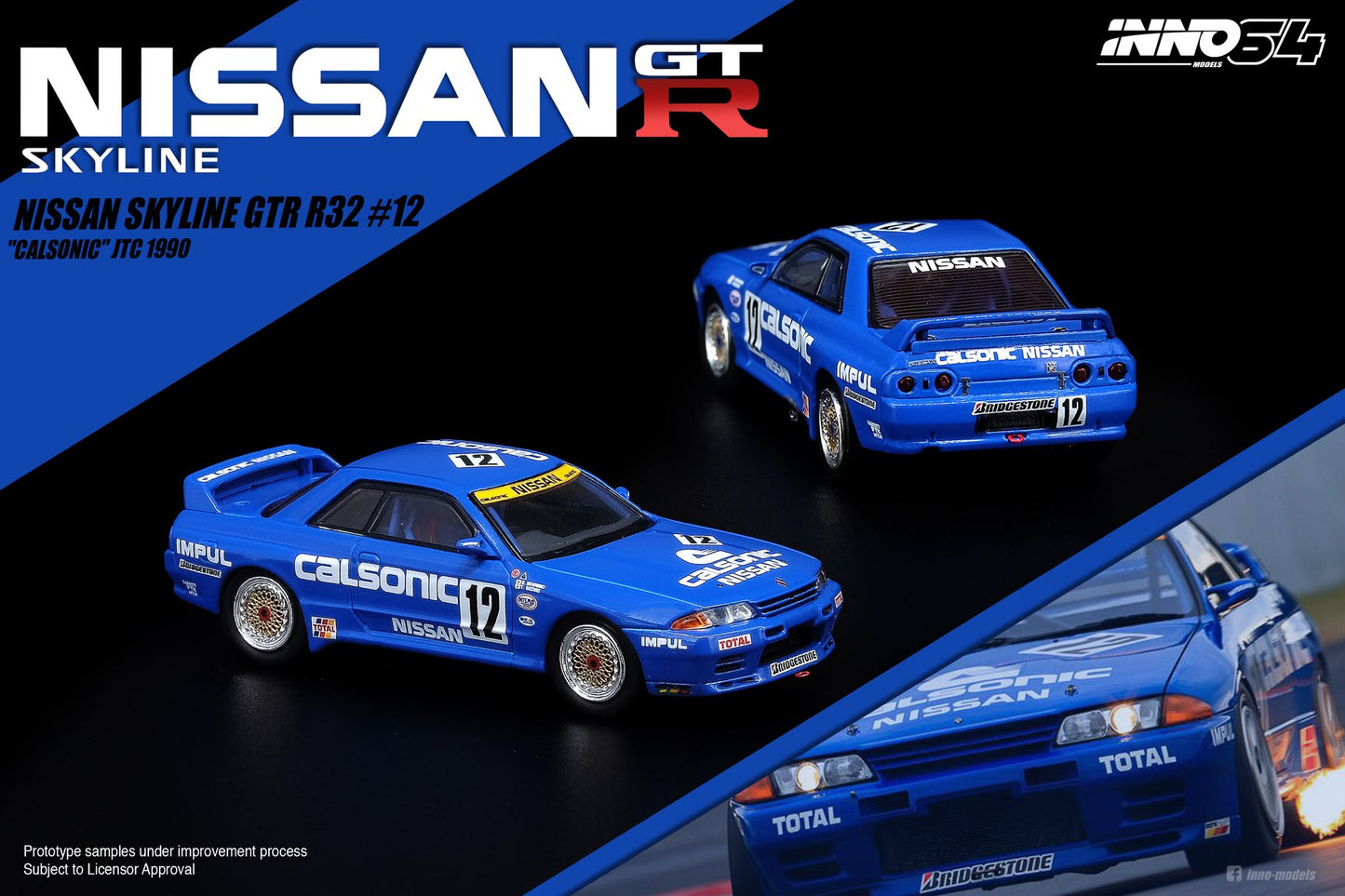 INNO64 - 1990 Nissan Skyline GTR R32 #12 Calsonic - IN64-R32-CASET90 - 1:64