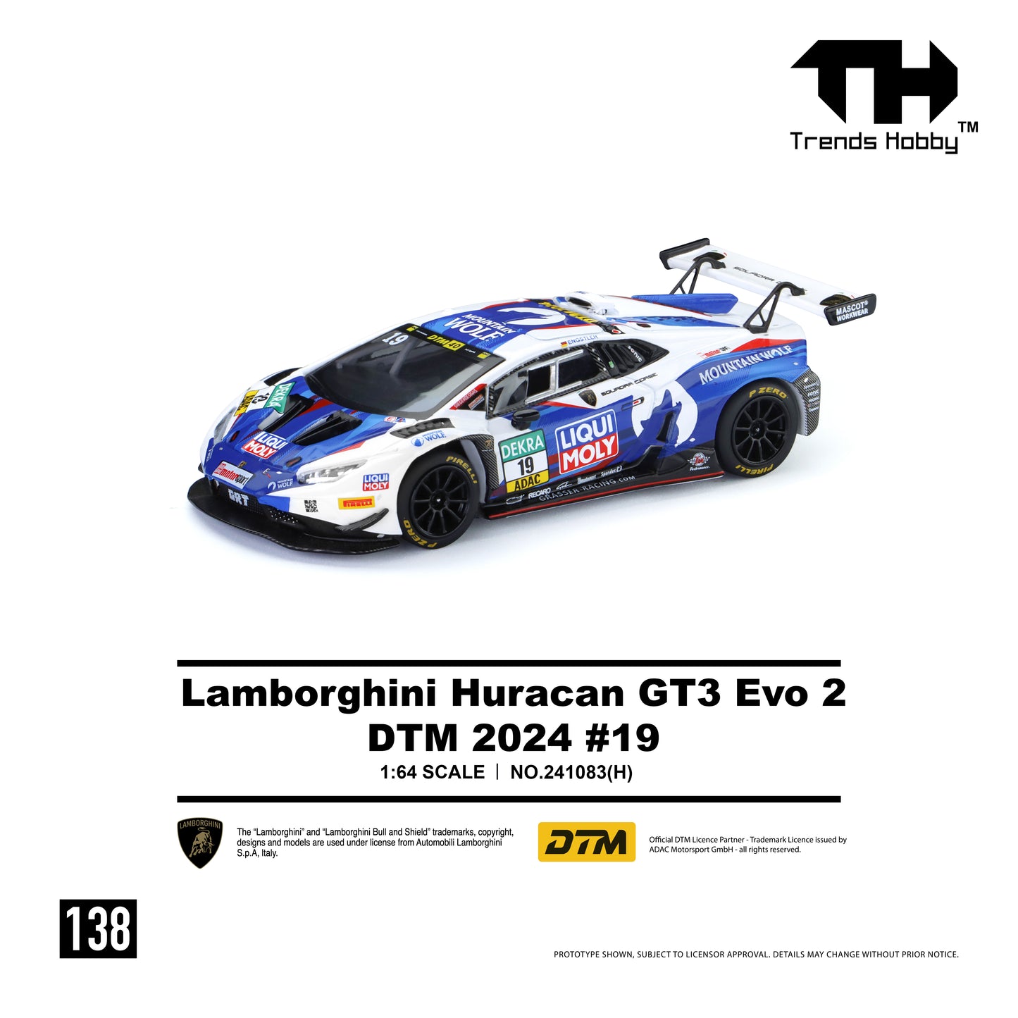 Trends Hobby - Pre-Order - Lamborghini Huracan GT3 EVO2 - DTM 2024 #19 - 241083(H)