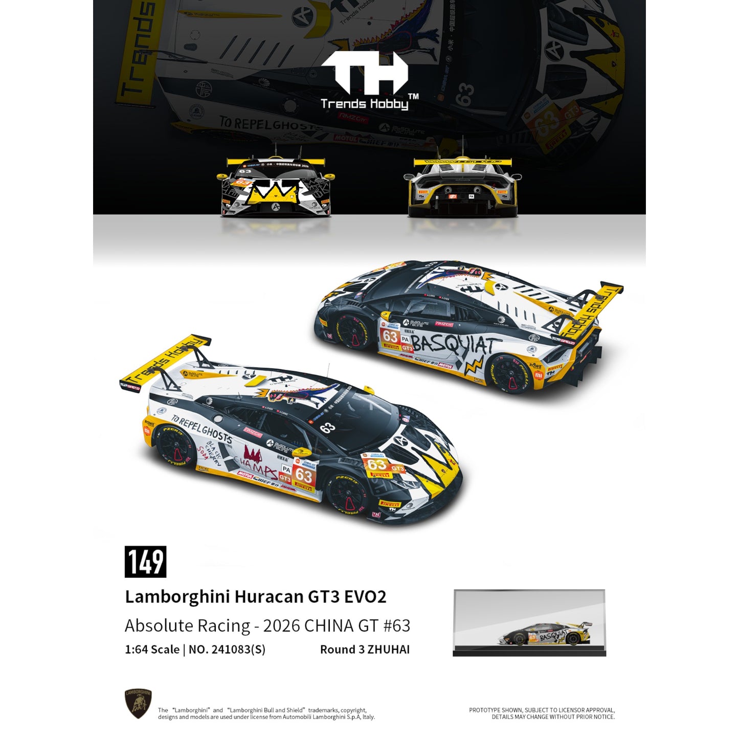 Trends Hobby - Pre-Order - Lamborghini Huracan GT3 EVO2 - Absolute Racing 2026 China GT #63 - 241083(S)