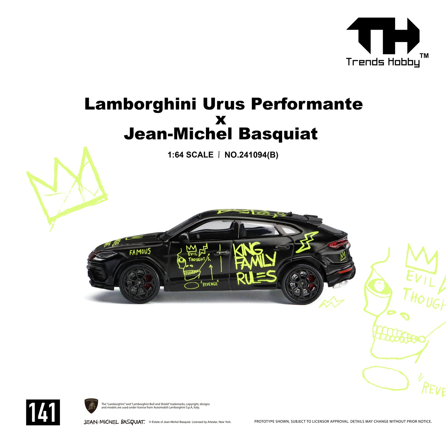 Trends Hobby - Pre-Order - Lamborghini Urus Performante x Jean-Michel Basquiat Black - 241094(B)