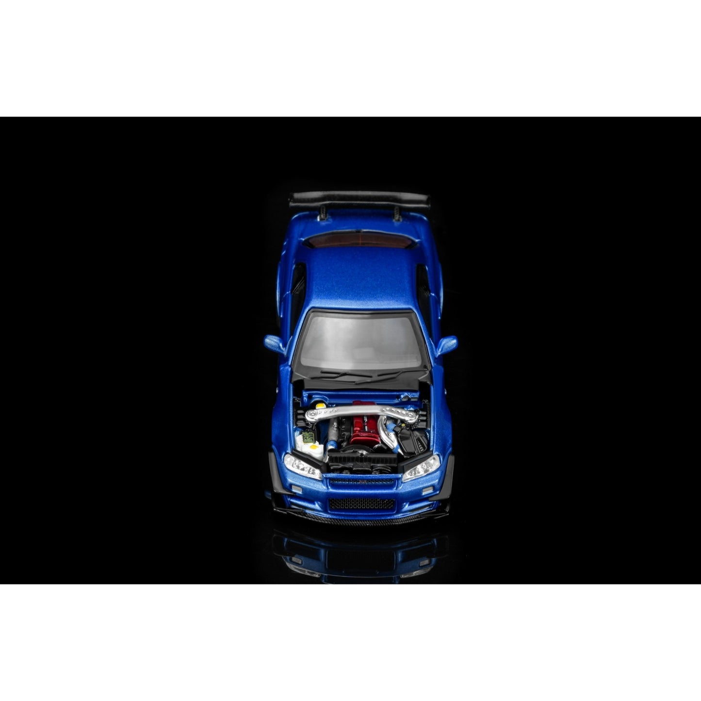 Motorhelix - Pre-Order - Nissan Skyline GT-R (R34) Customized with GT Aero Kit, bayside blue - M63476
