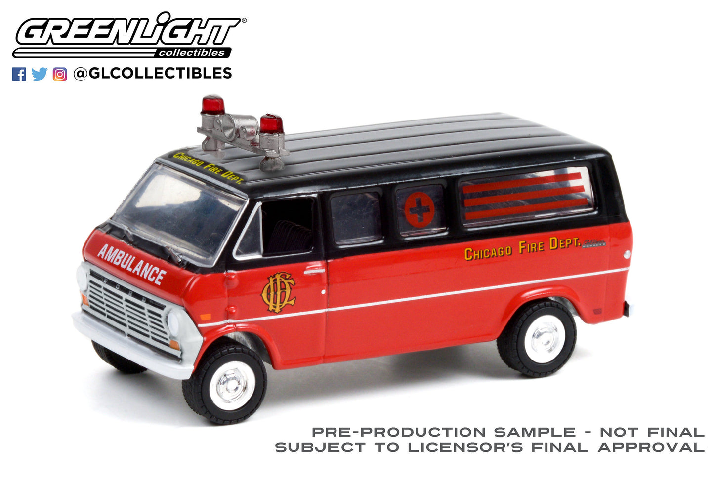 Greenlight - 1969 Ford Club Wagon - Chicago Fire Dept. - 30242 - Hobby Exclusive