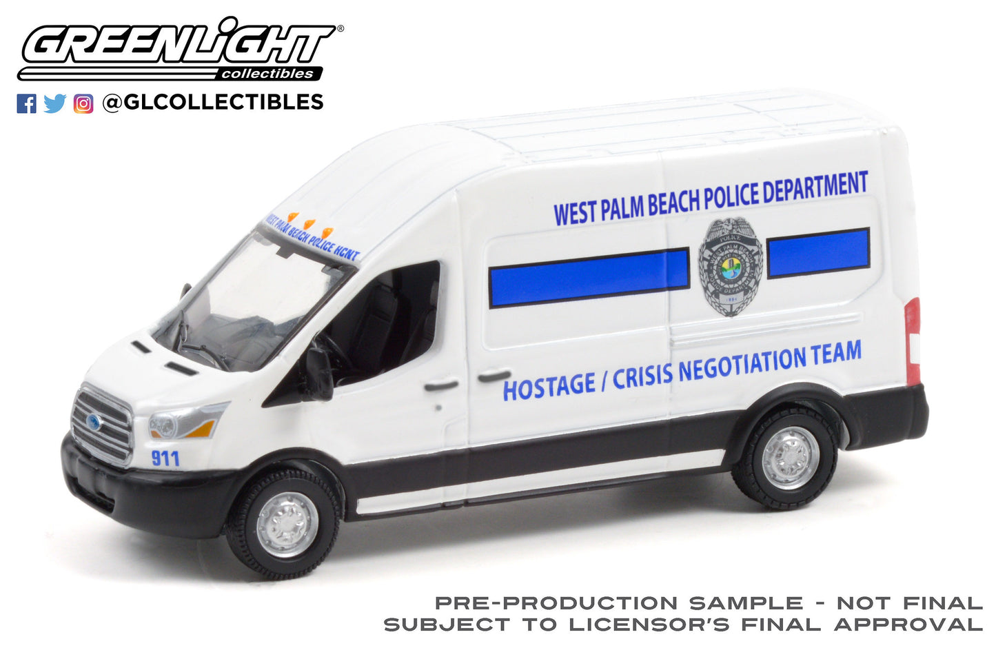 Greenlight - 2020 Ford Transit - West Palm Beach Police - 30261 - Hobby Exclusive