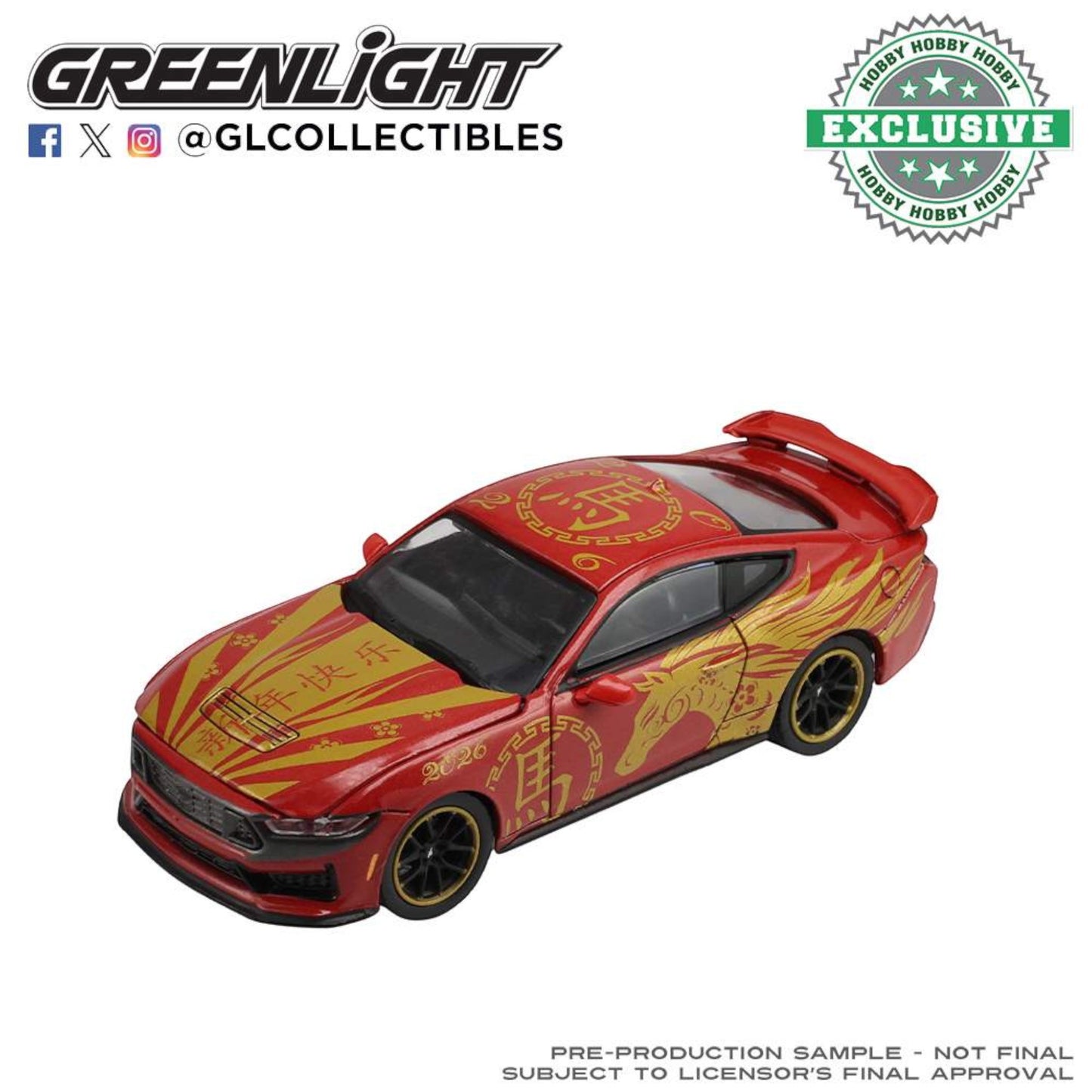 Greenlight - Pre-Order - 2024 Ford Mustang Dark Horse *Chinese Zodiac 2026 Year of the Horse* - 30576