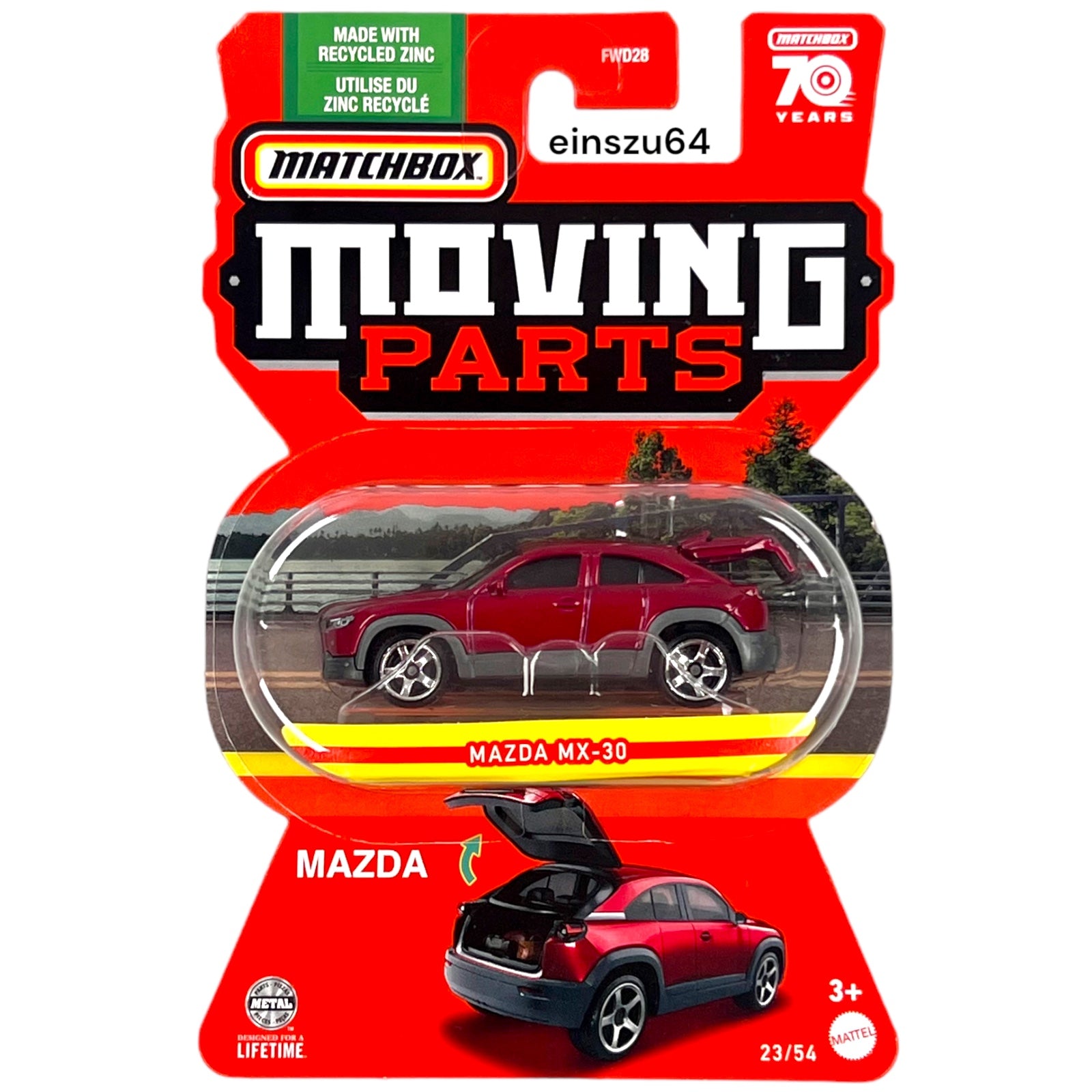 Matchbox 2023 - Moving Parts - Mazda MX-30 - HLG08 - 1:64 – einszu64