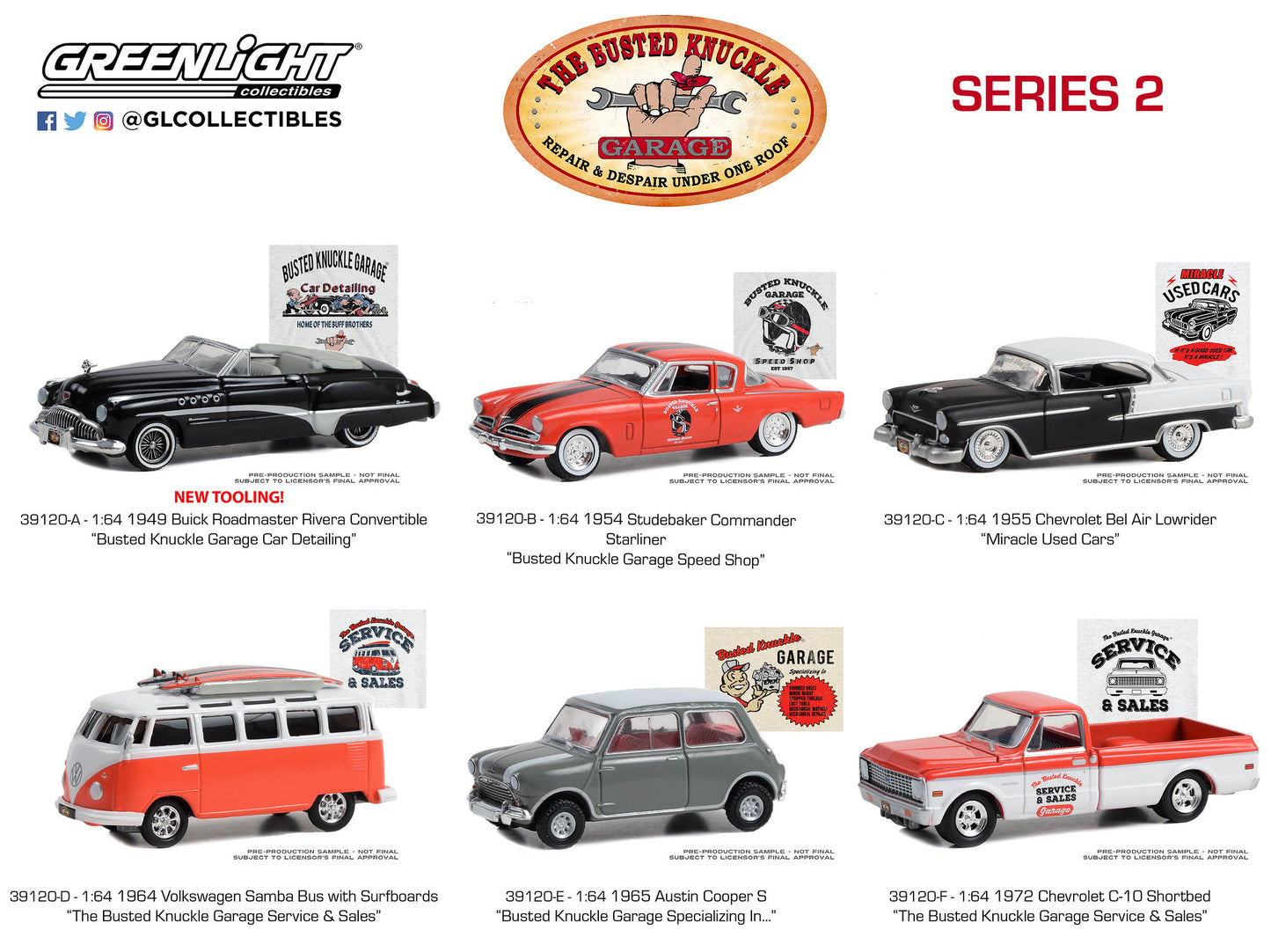 Greenlight - 1955 Chevrolet Bel Air Lowrider - Busted Knuckle 2 - 39120-C