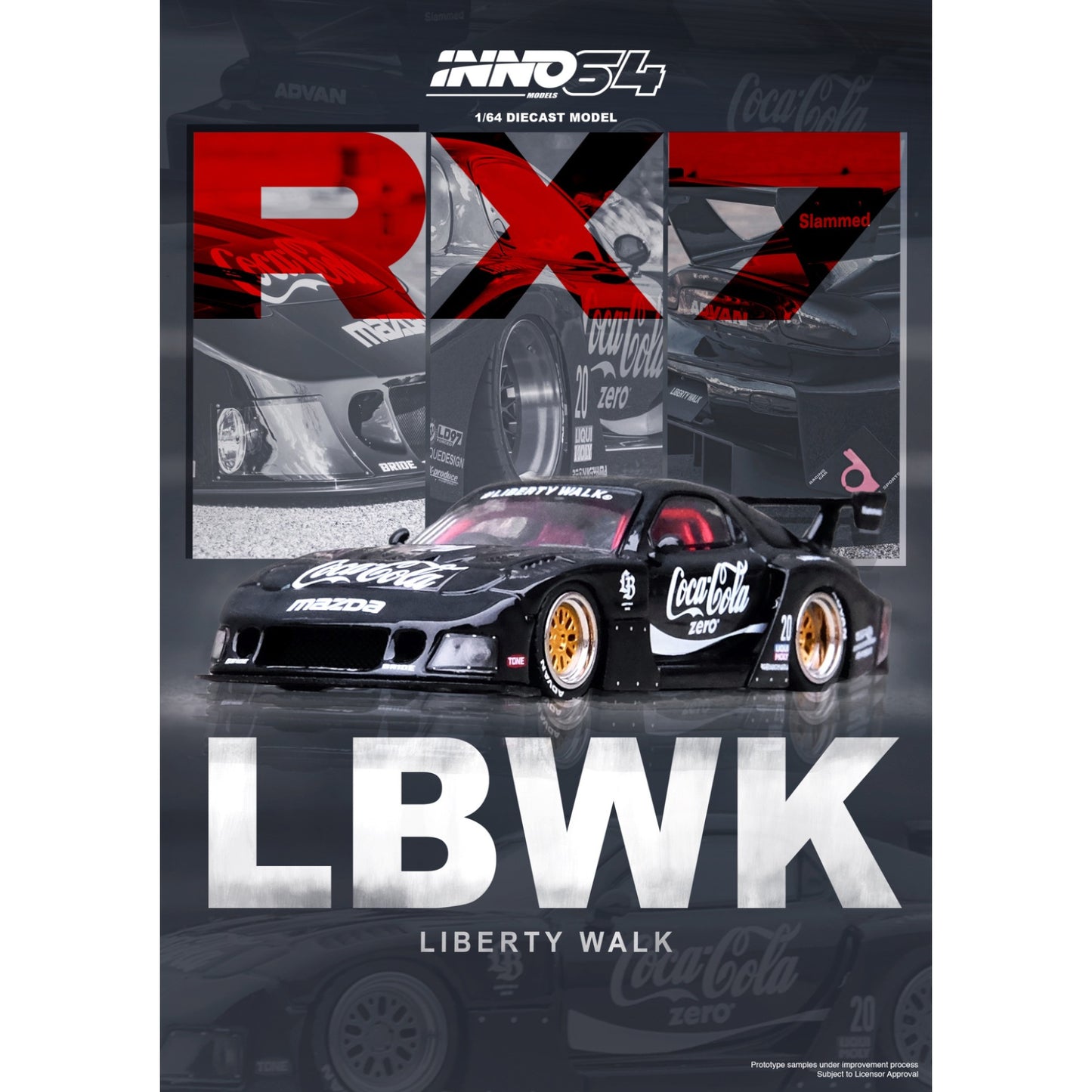 INNO64 - LBWK Mazda RX7 (FD3S) LB Super Silhouette, black - 1:64 - IN64-LBWKRX7-01