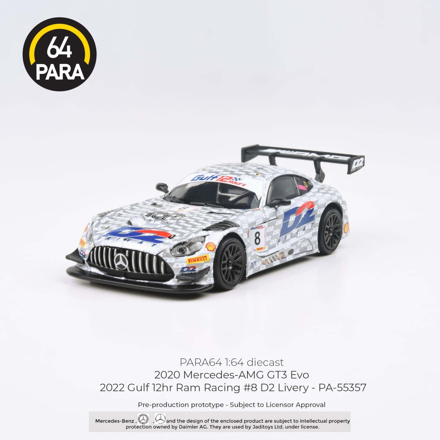 Para64 - Mercedes-AMG GT3 Evo 2022 Gulf 12hr Ram Racing #8 D2 Livery - PA-55357 (LHD)