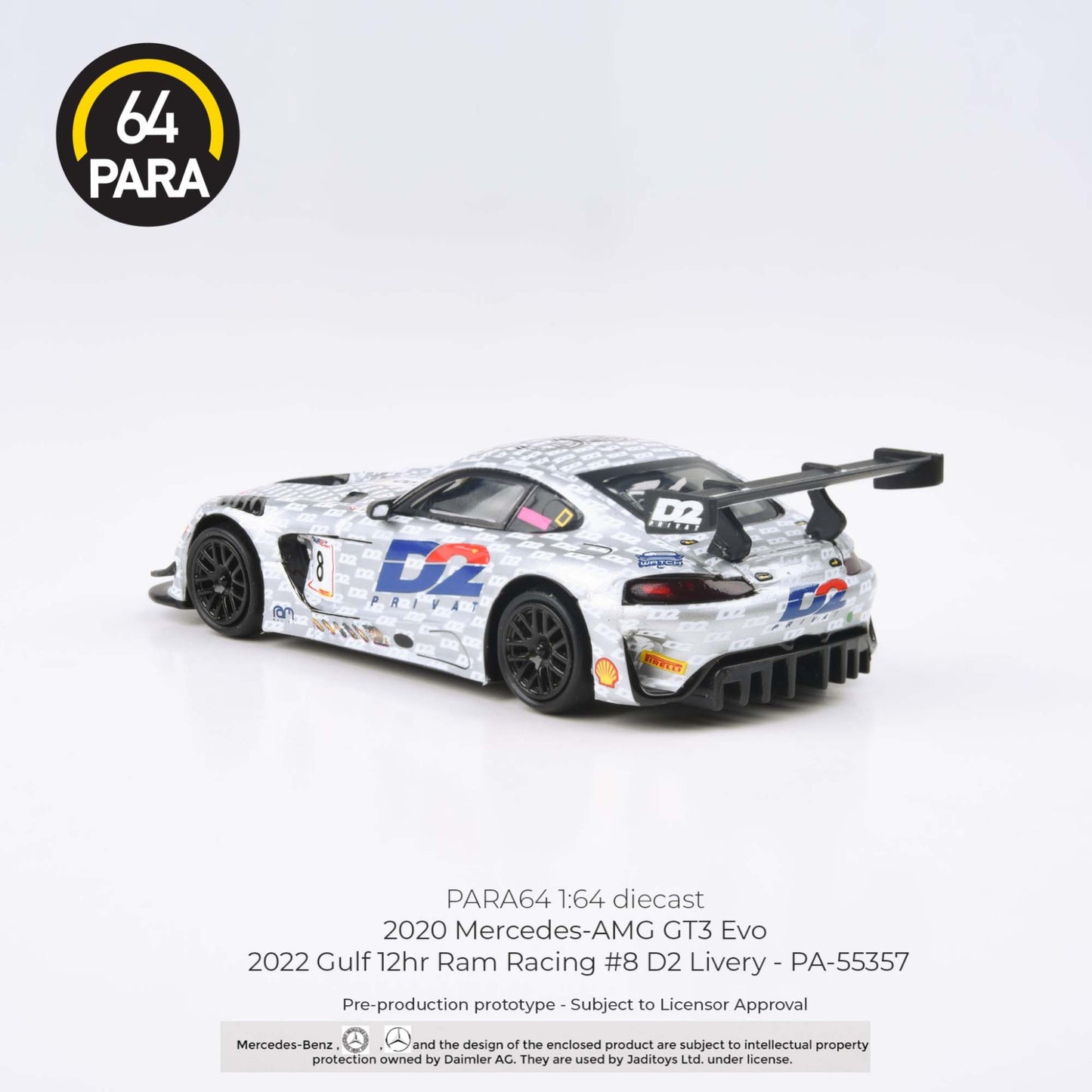 Para64 - Mercedes-AMG GT3 Evo 2022 Gulf 12hr Ram Racing #8 D2 Livery - PA-55357 (LHD)