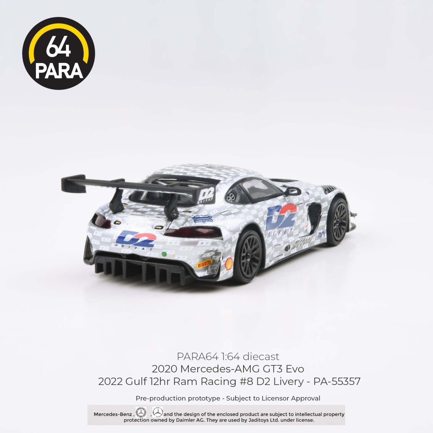 Para64 - Mercedes-AMG GT3 Evo 2022 Gulf 12hr Ram Racing #8 D2 Livery - PA-55357 (LHD)