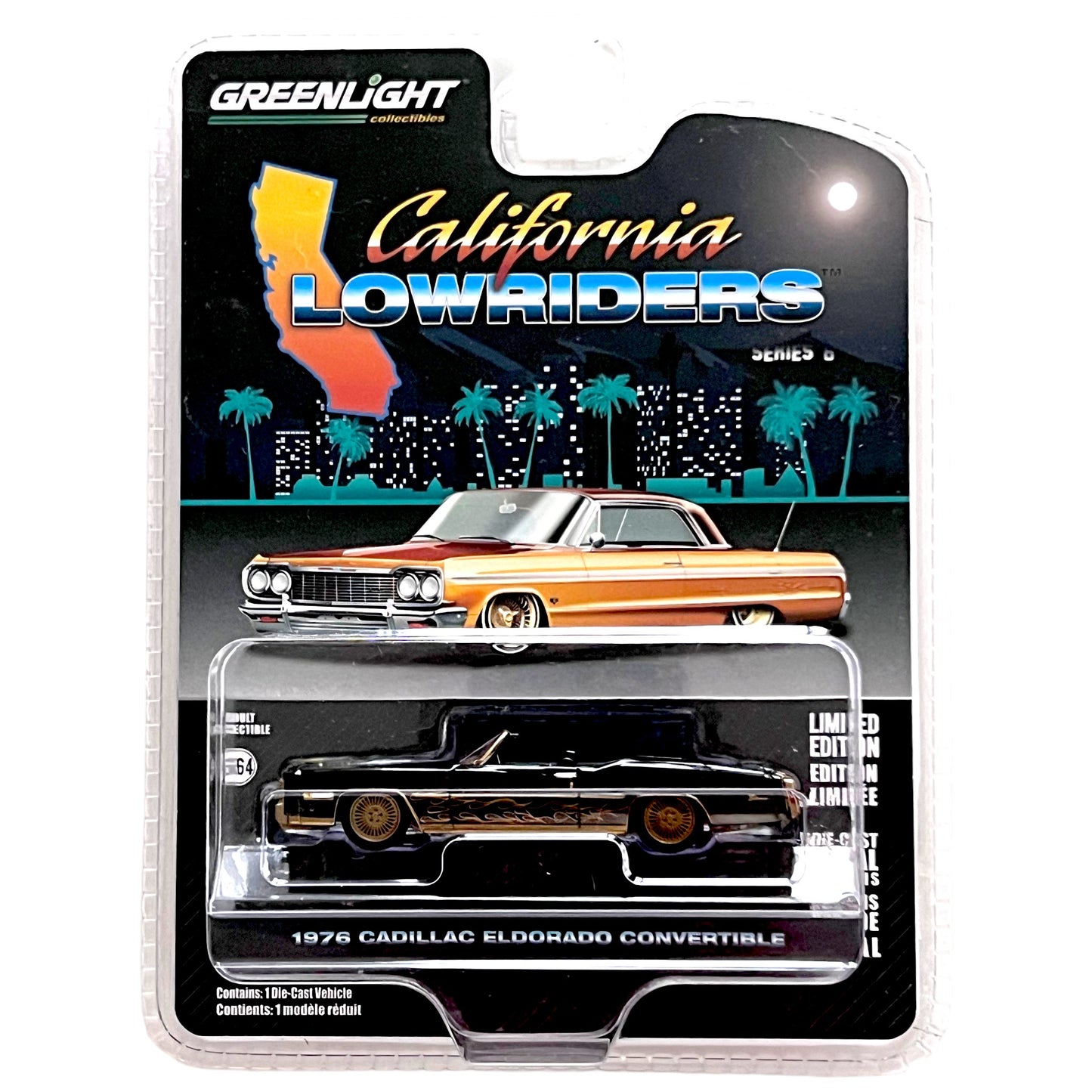 Greenlight - 1976 Cadillac Eldorado Convertible - black & gold - 63070-F - Chase Car
