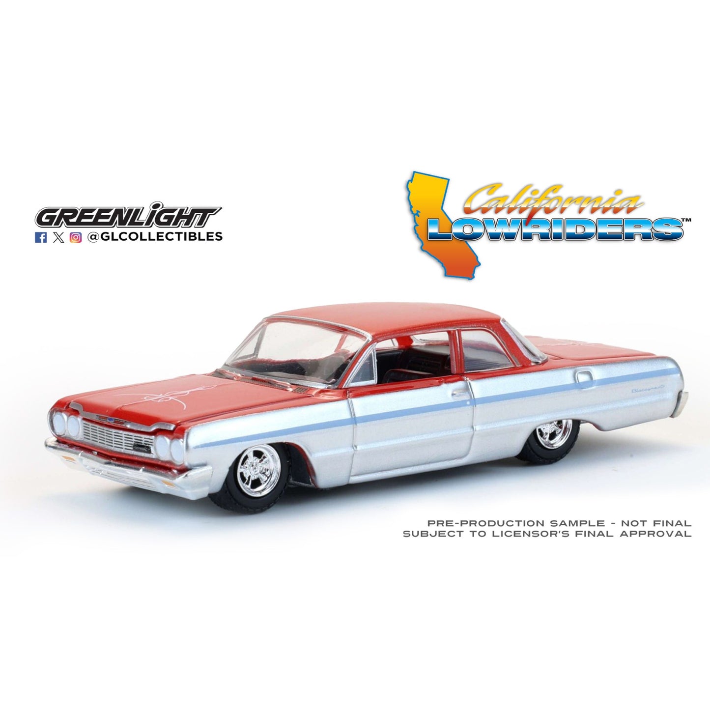 Greenlight - Pre-Order - 1964 Chevrolet Biscayne silver metallic/red two-tone - California Lowriders 7 - 63080-B