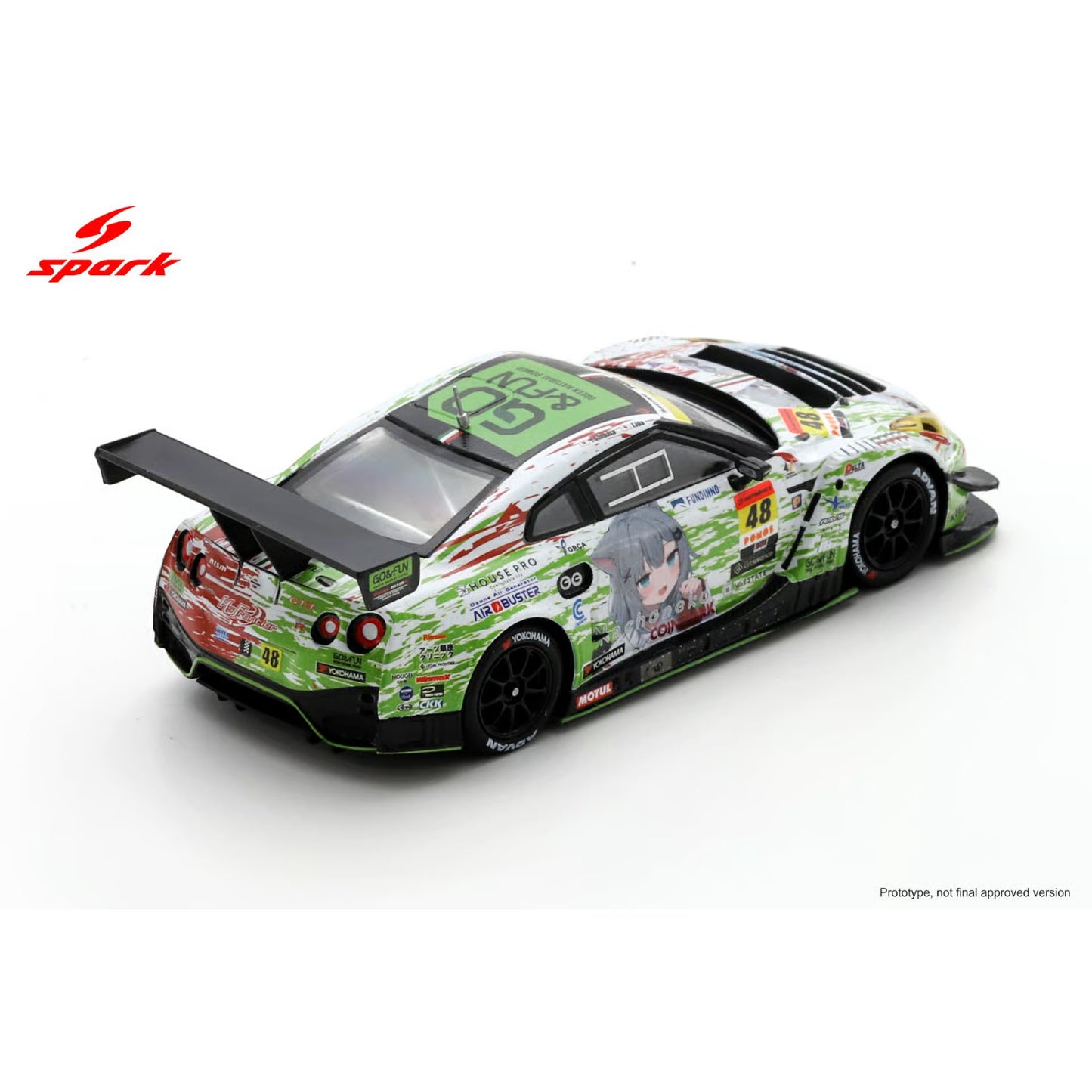 Spark 1:64 - Pre-Order - Datsumou K's Frontier GO & FUN NekoNeko GT-R NILZZ RACING No.48 GT300 SUPER GT 2025 T. Ida - Y. Shibata - 64SGT25048
