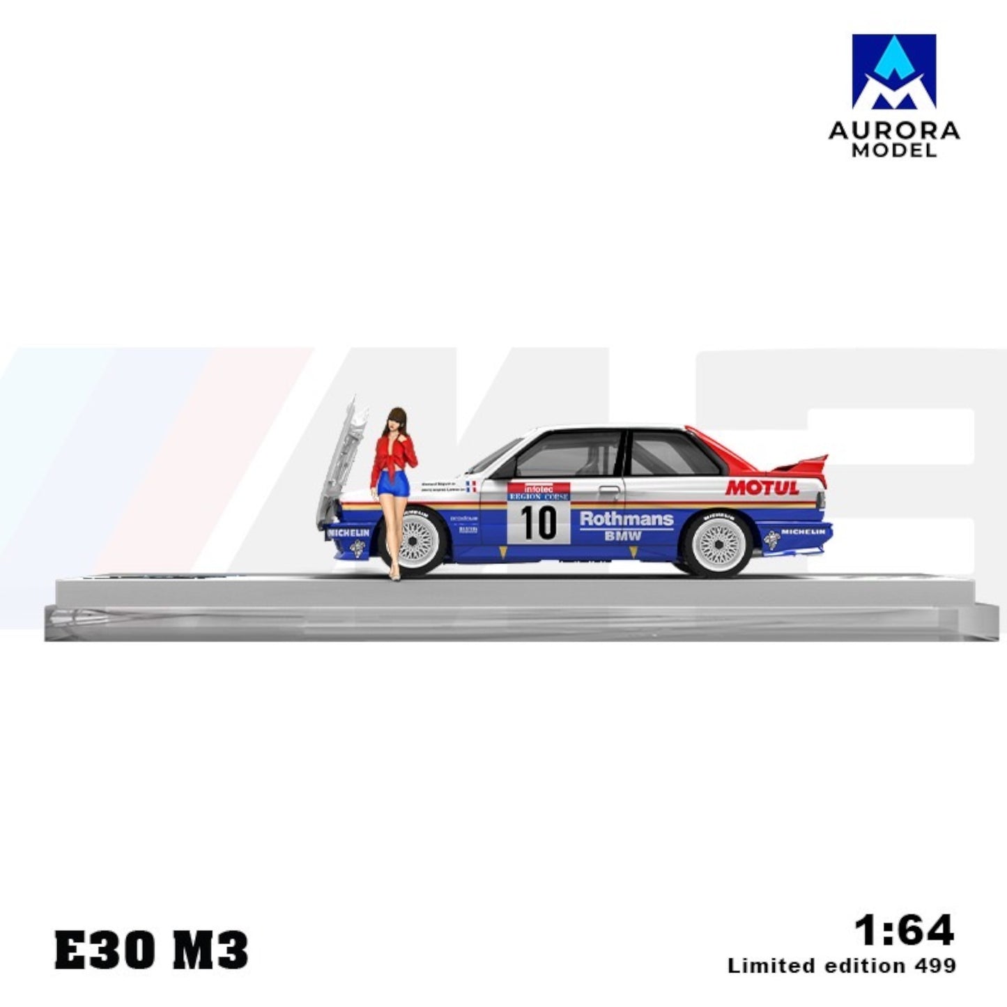 Aurora Models - Pre-Order - BMW M3 E30 - Motul, mit Figur - AM647803-1