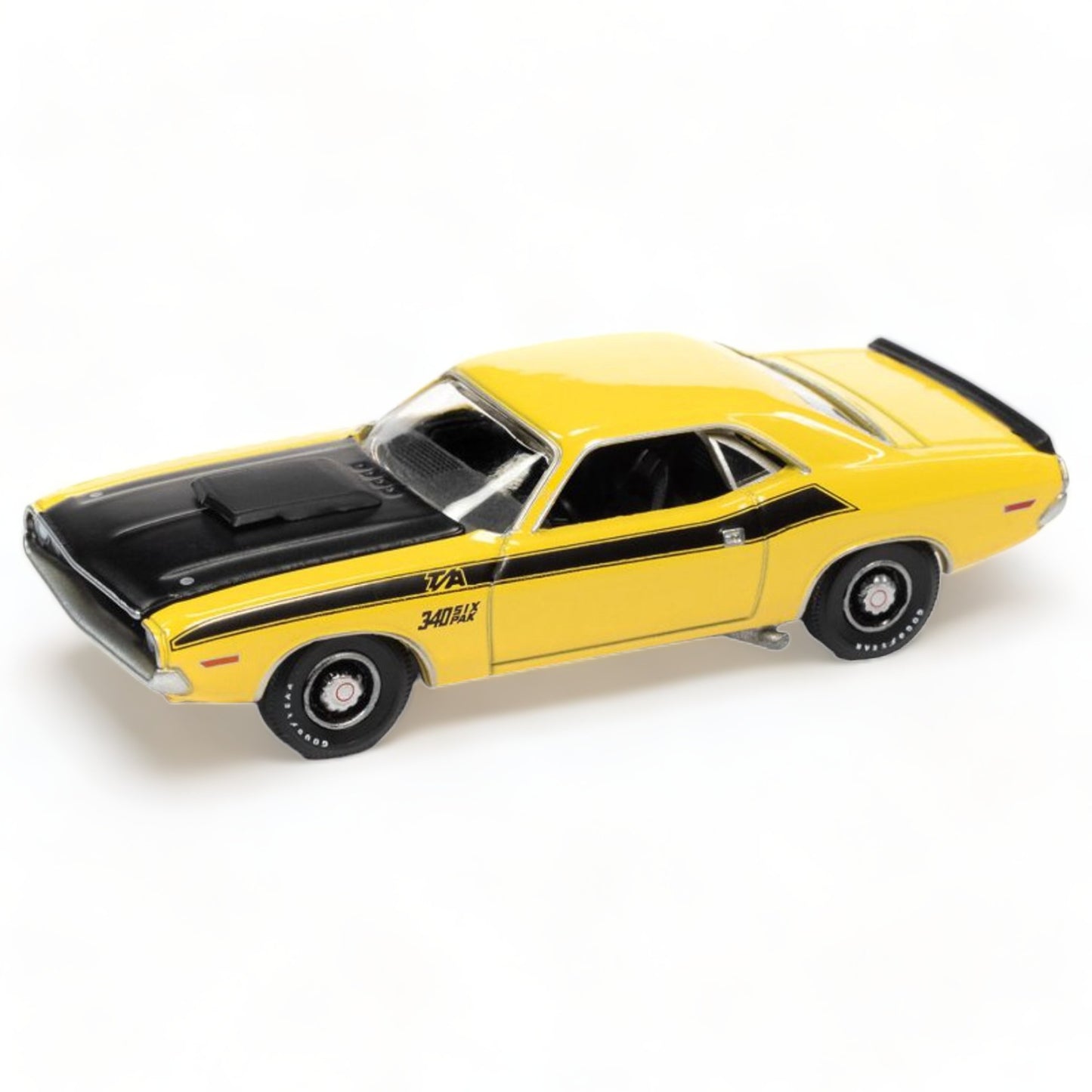 AUTO WORLD - 1970 Dodge Challenger T/A, FY1 banana - 1:64 - AWSP086B