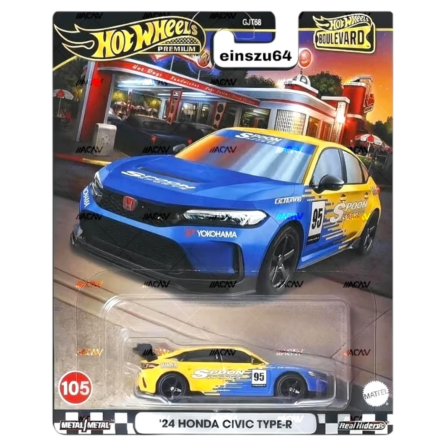 Hot Wheels 2024 - Boulevard - 2024 Honda Civic Type-R - No. 105 - HRT61