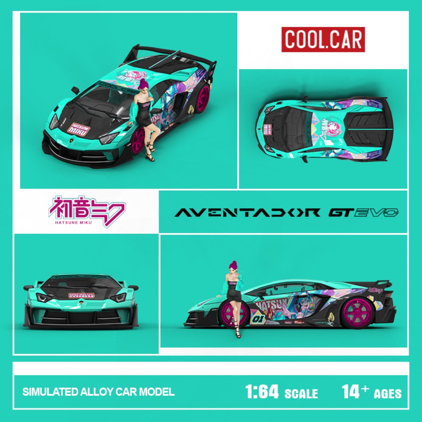 CoolCar - Pre-Order - Lamborghini Aventodor GT-EVO Hatsune Miku mit Figur