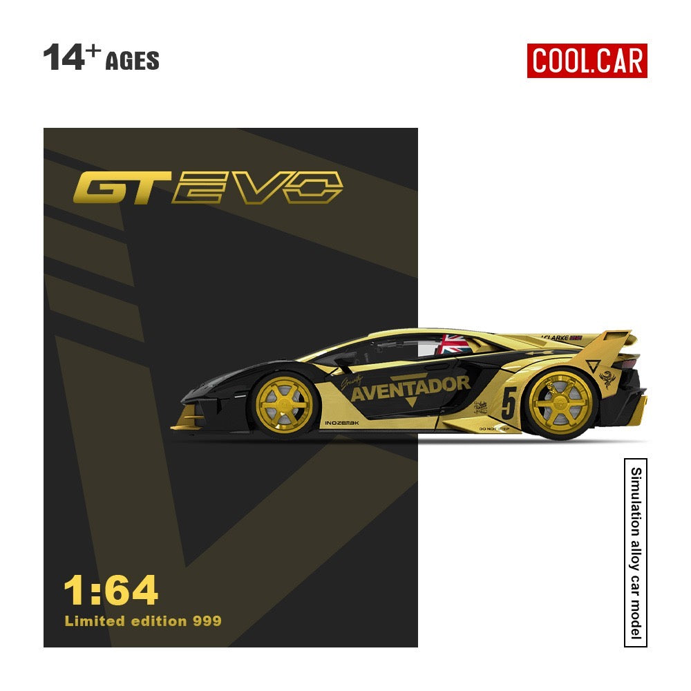 CoolCar - Pre-Order - Lamborghini Aventador GTEVO V5 black and gold - CC643831