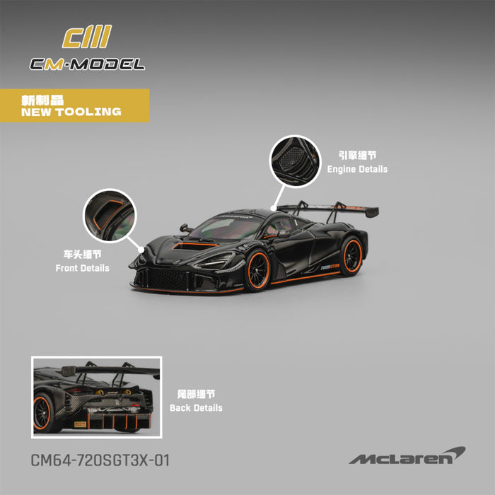 CM Model - Pre-Order - Mclaren 720SGT3X Black - CM64-720SGT3X-01