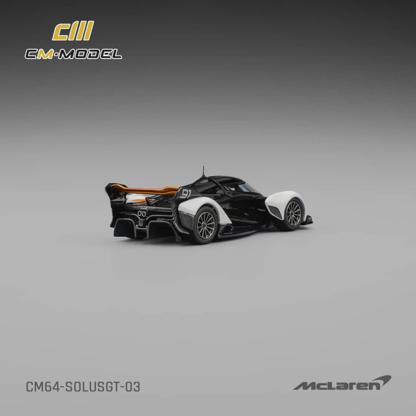 CM Model - Pre-Order - Mclaren Solus GT, Black-White - CM64-SOLUSGT-03