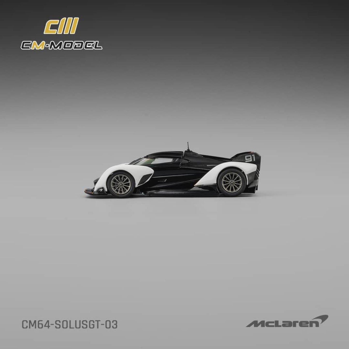 CM Model - Pre-Order - Mclaren Solus GT, Black-White - CM64-SOLUSGT-03