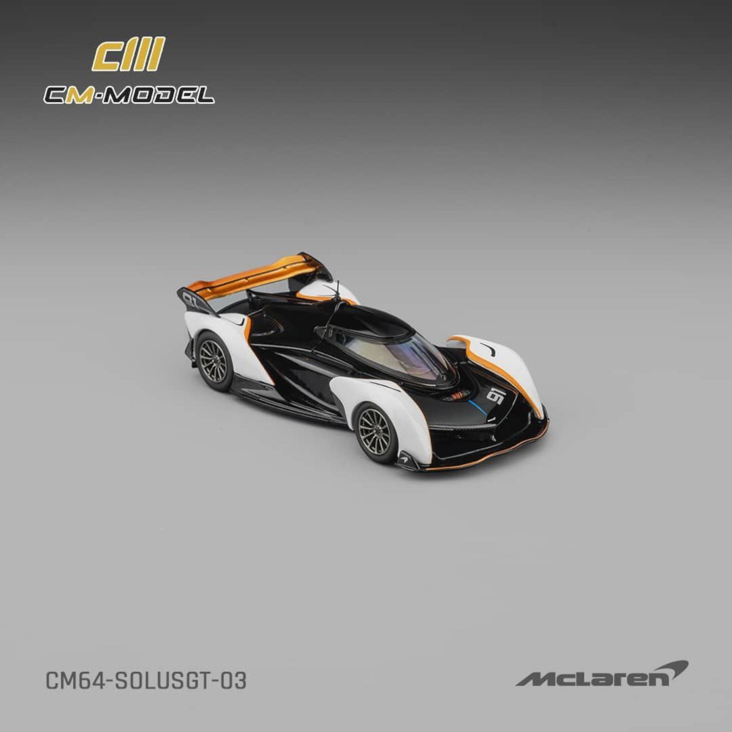CM Model - Pre-Order - Mclaren Solus GT, Black-White - CM64-SOLUSGT-03