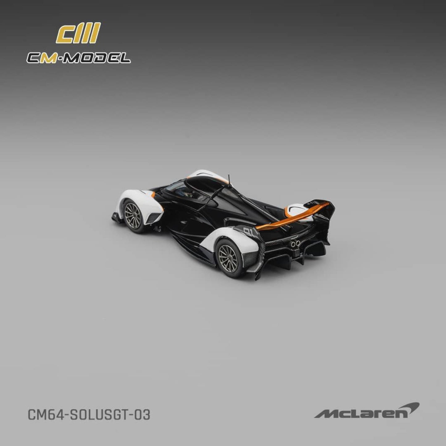 CM Model - Pre-Order - Mclaren Solus GT, Black-White - CM64-SOLUSGT-03