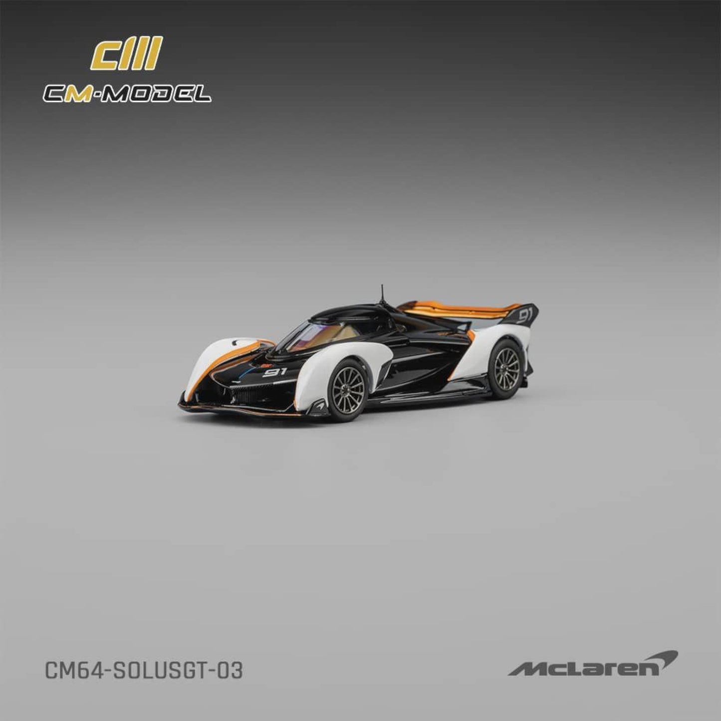CM Model - Pre-Order - Mclaren Solus GT, Black-White - CM64-SOLUSGT-03