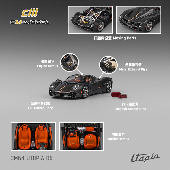 CM Model - Pre-Order - Pagani Utopia Fullcarbon with Red Line - CM64-Utopia-06