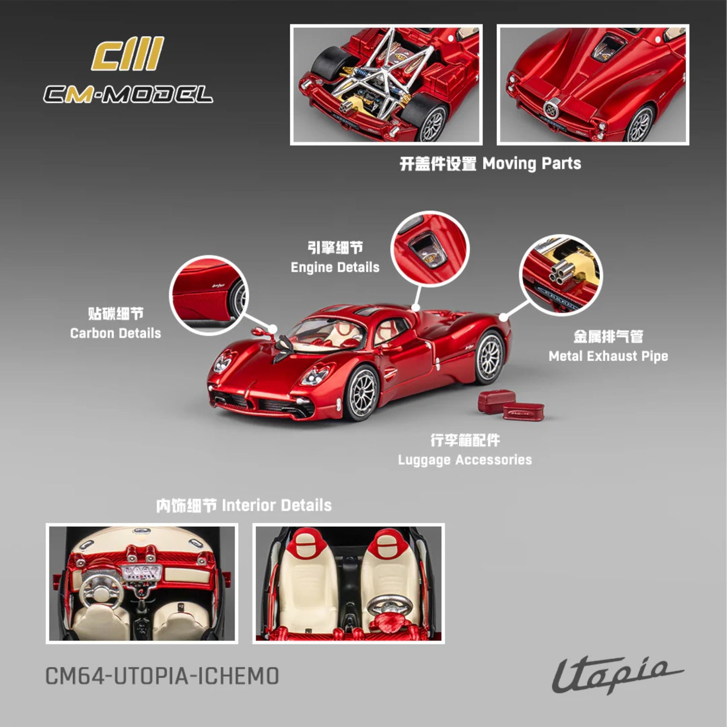 CM Model - Pagani Utopia Customised Version, red - CM64-Utopia-ICHEMO