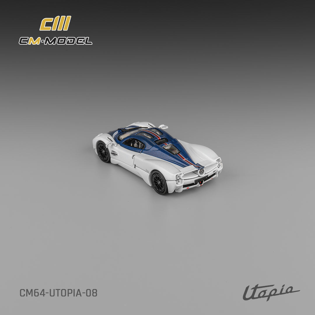 CM Model - Pre-Order - Pagani Utopia Bianco Benny - Blue Carbon, White - CM64-Utopia-08