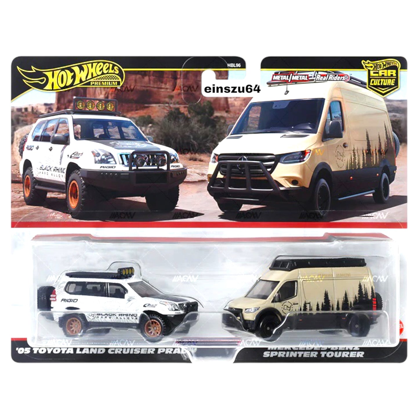Hot Wheels 2024 - 2-Pack - ´05 Toyota Land Cruiser Prado & Mercedes Benz Sprinter Tourer - HRR76