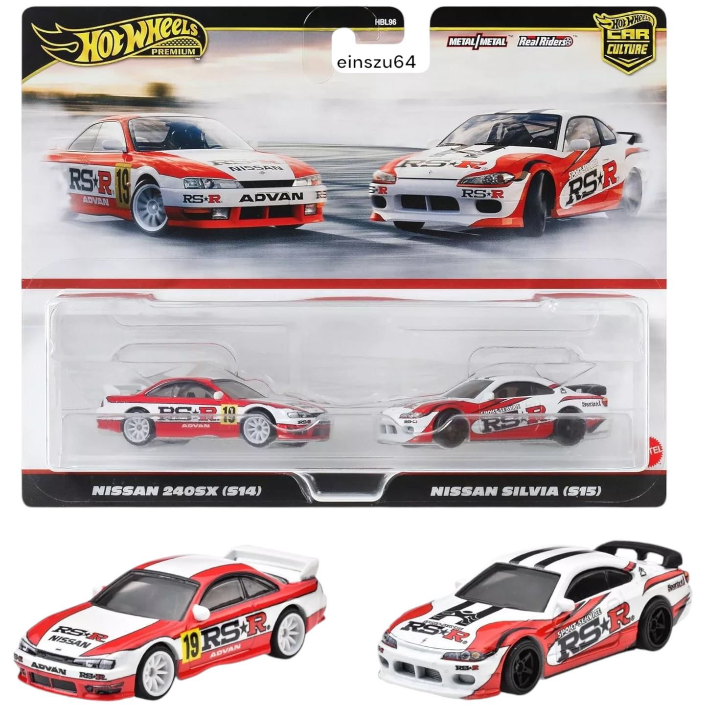Hot Wheels 2024 - 2-Pack - Nissan 240SX (S14) - Nissan Silvia (S15) - HRR84