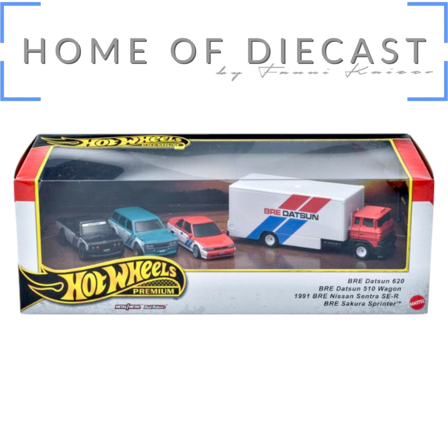 Hot Wheels 2024 - Diorama - BRE Datsun, Nissan Sentra + Truck - HRT52