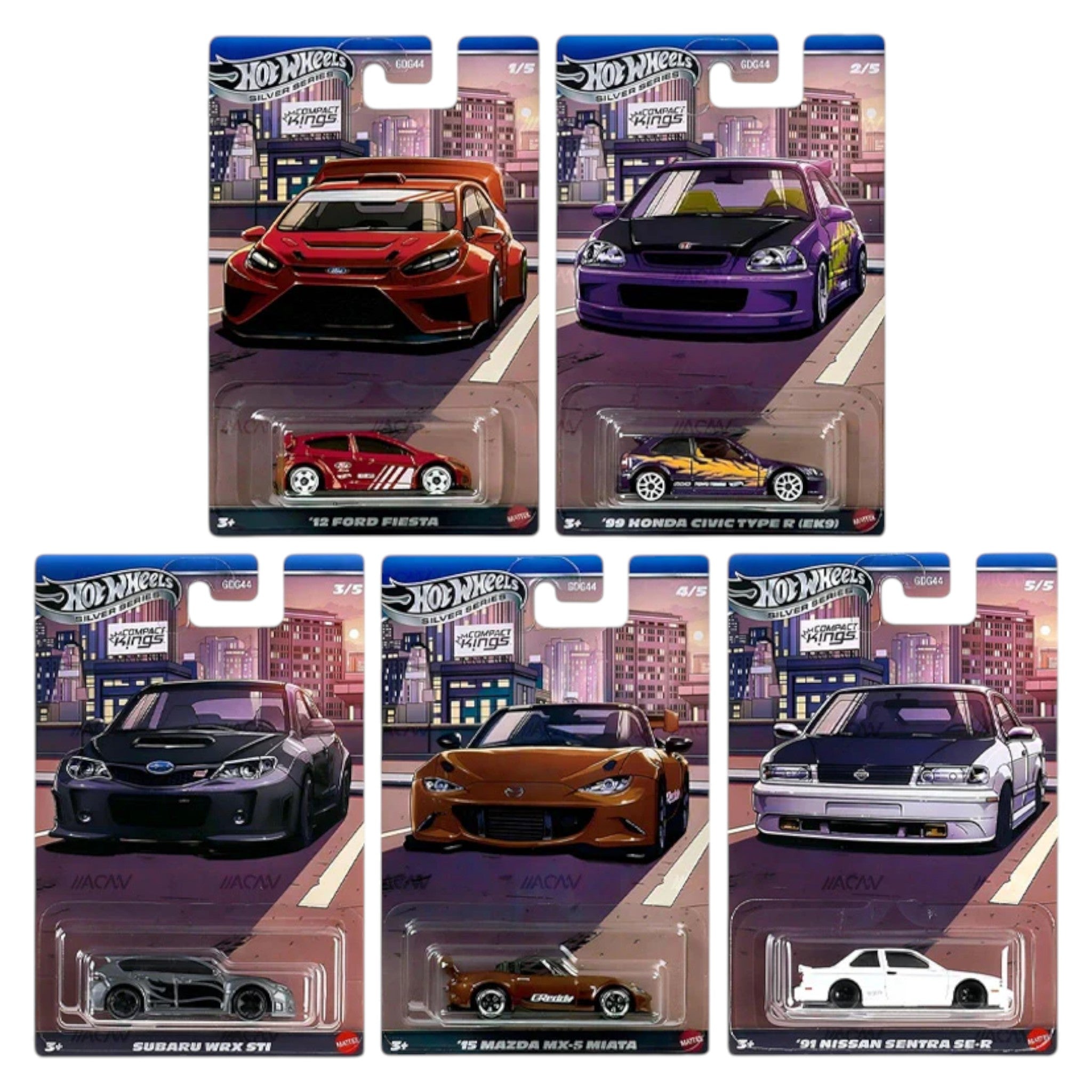 Hot Wheels 2026 - Pre-Order - Compact Kings Set - JKX58 - JKX60 - Silver Series