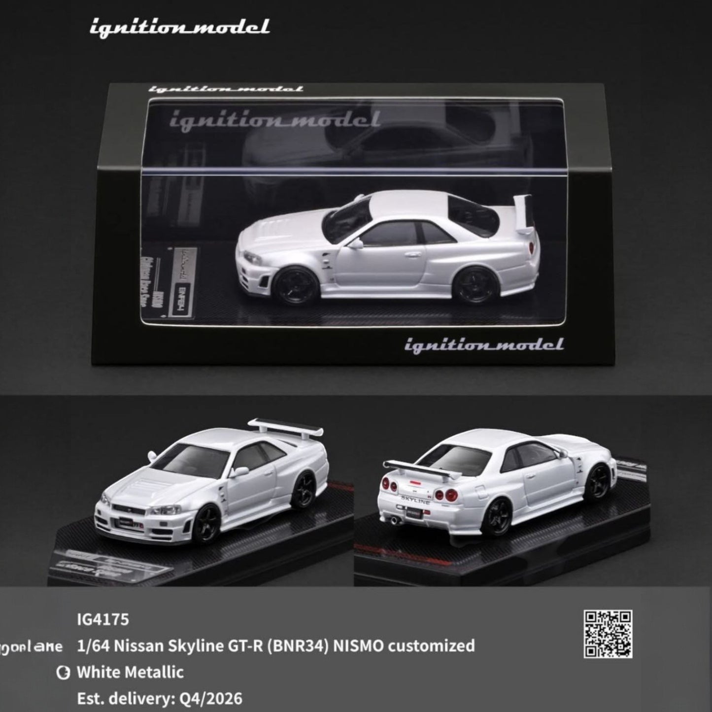 Ignition - Pre-Order - Nissan Skyline GT-R (BNR34) NISMO customized, white metallic - IG4175