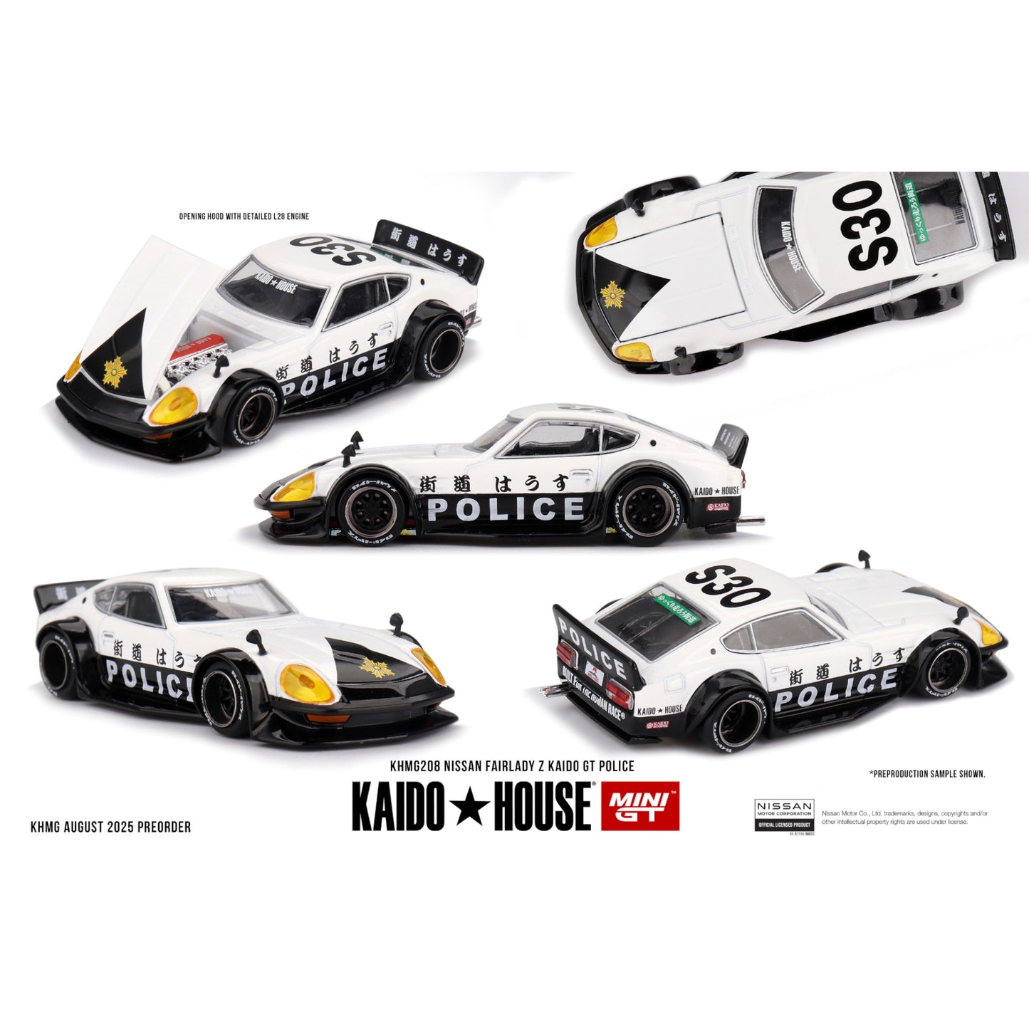 Mini GT Kaido House - Pre-Order - Nissan Fairlady Z Kaido GT Police - KHMG208