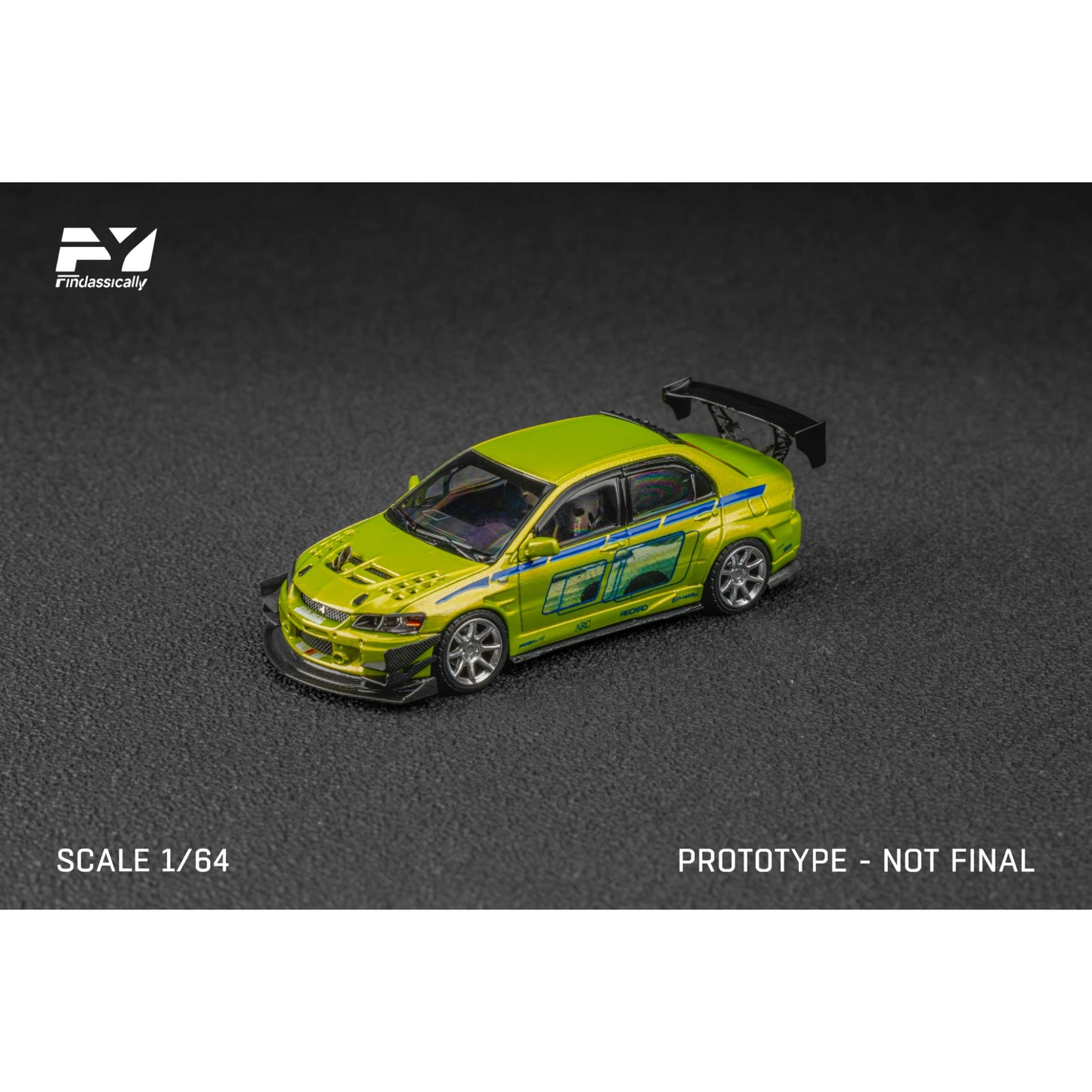 FinClassically - Pre-Order - Misubishi Lanver Evolution 9, green - FC64-EVO9-GRN