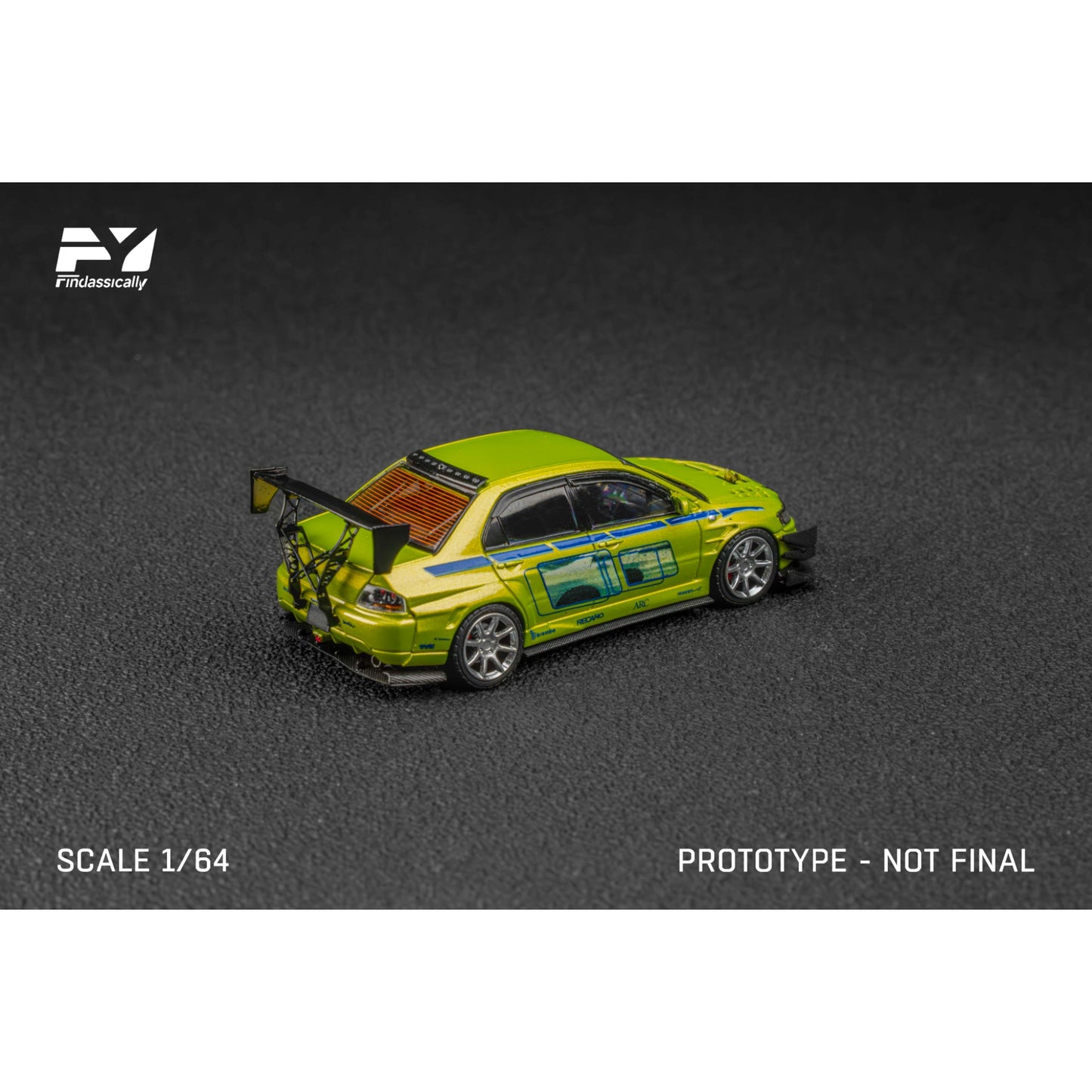 FinClassically - Pre-Order - Misubishi Lanver Evolution 9, green - FC64-EVO9-GRN