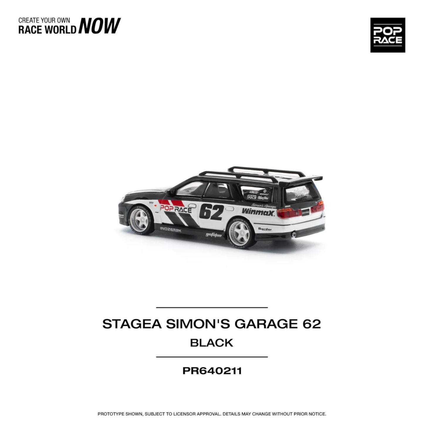 Pop Race - Pre-Order - Nissan Stagea Simon`s Garage #62, black - PR640211