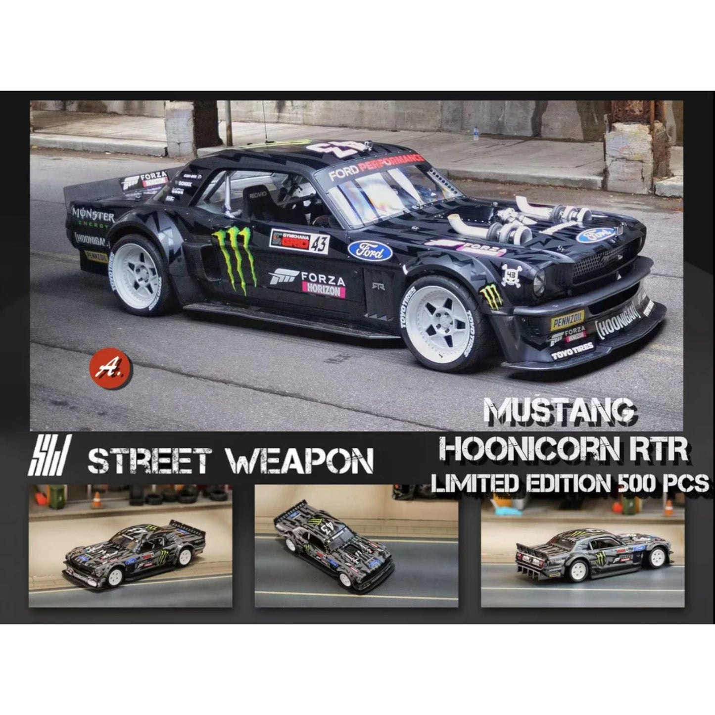 Street Weapon - Pre-Order - Ford Mustang Hoonigan *Monster*, black/green - STW217
