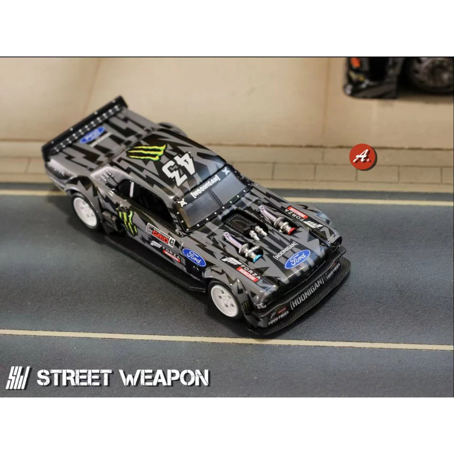 Street Weapon - Pre-Order - Ford Mustang Hoonigan *Monster*, black/green - STW217