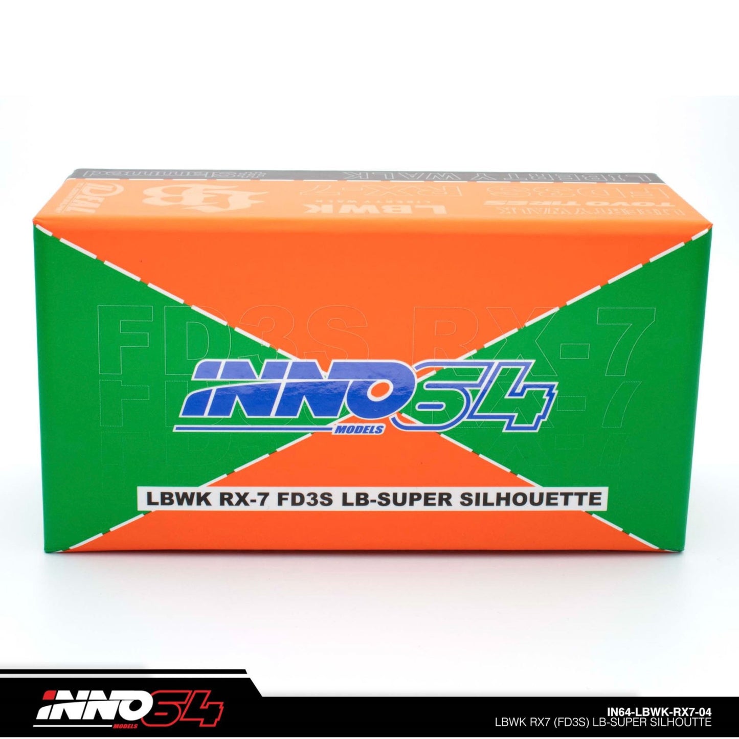 INNO64 - LBWK Mazda RX7 (FD3S) LB Super Silhouette, green/orange - 1:64 - IN64-LBWK-RX7-04