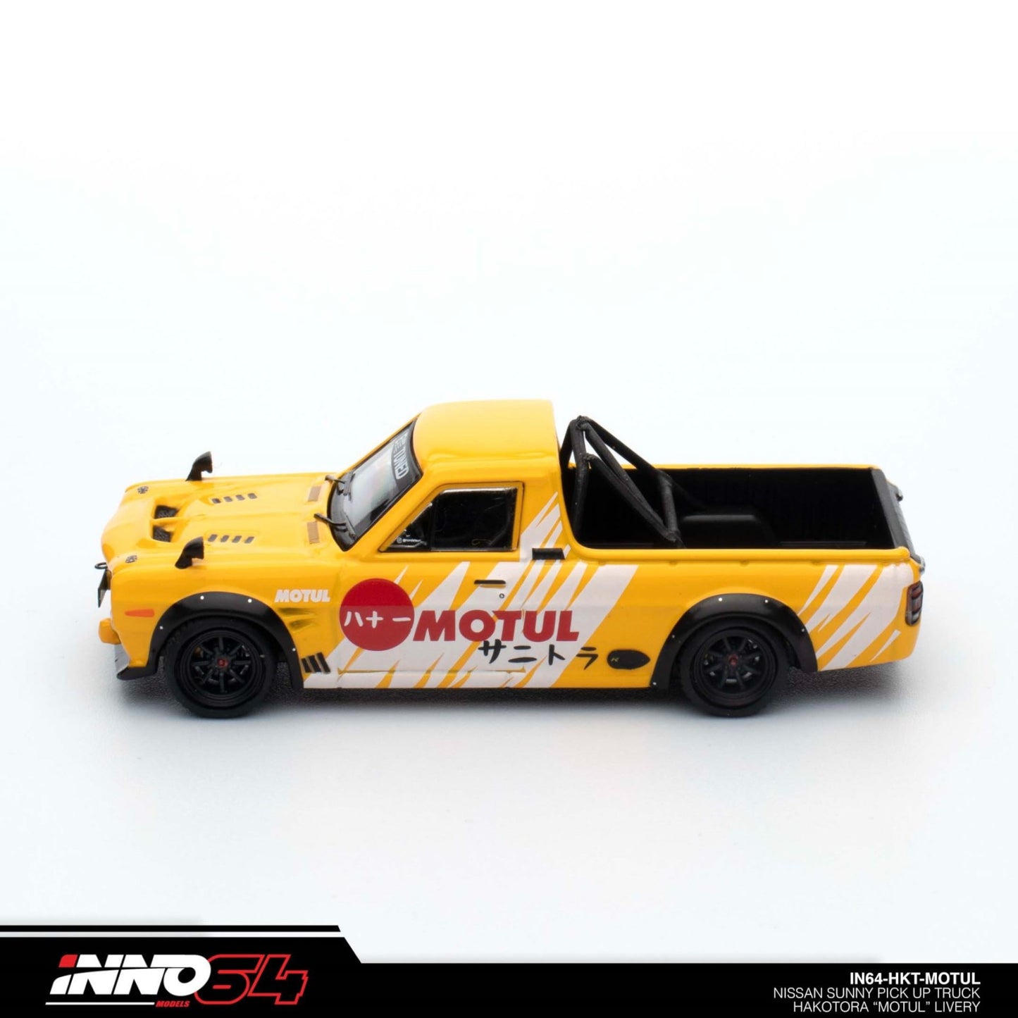 INNO64 - Nissan Hakotora Pick Up Truck *MOTUL* Livery, yellow - 1:64 - IN64-HKT-MOTUL