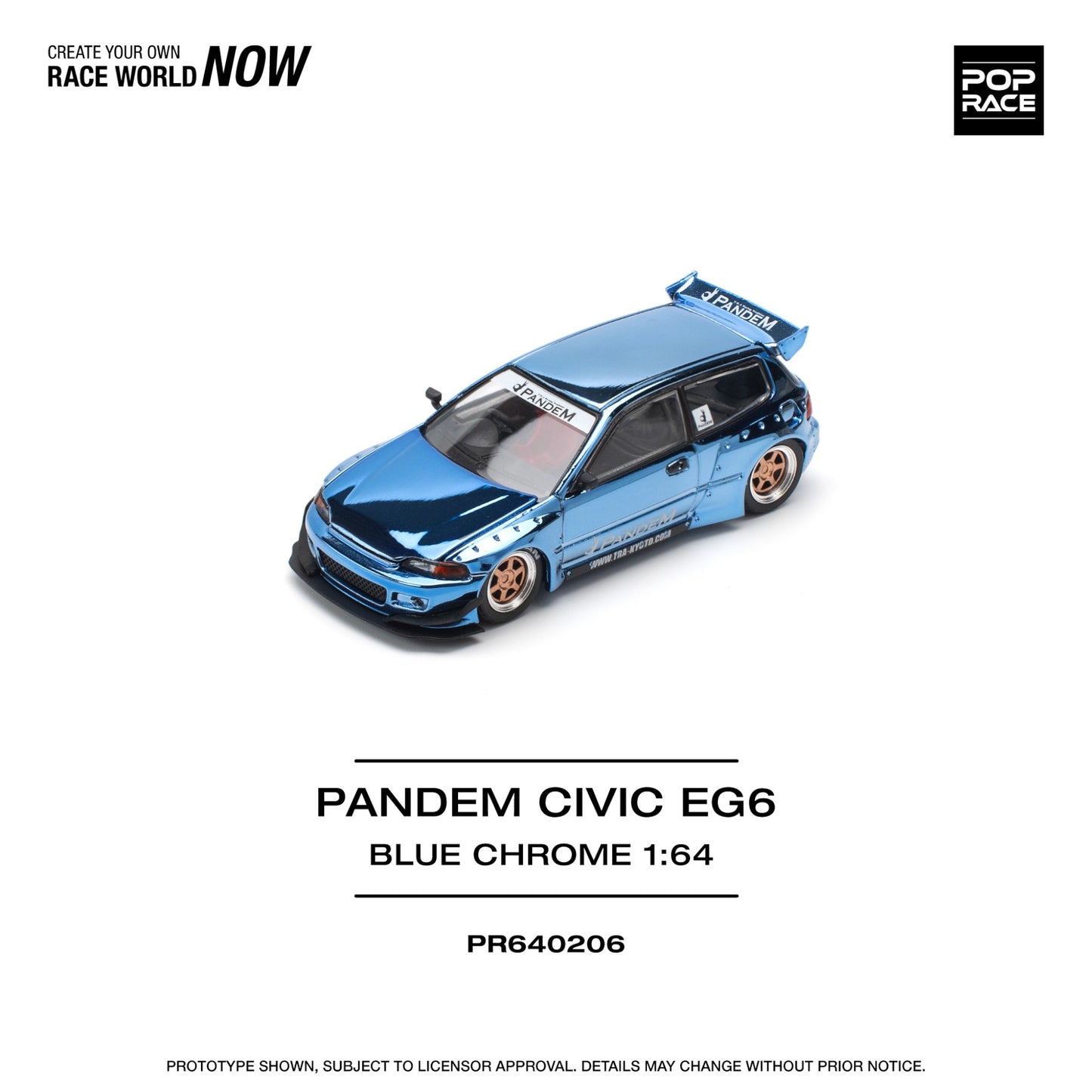Pop Race - Pre-Order - Pandem Civic EG6, blue chrome - PR640206