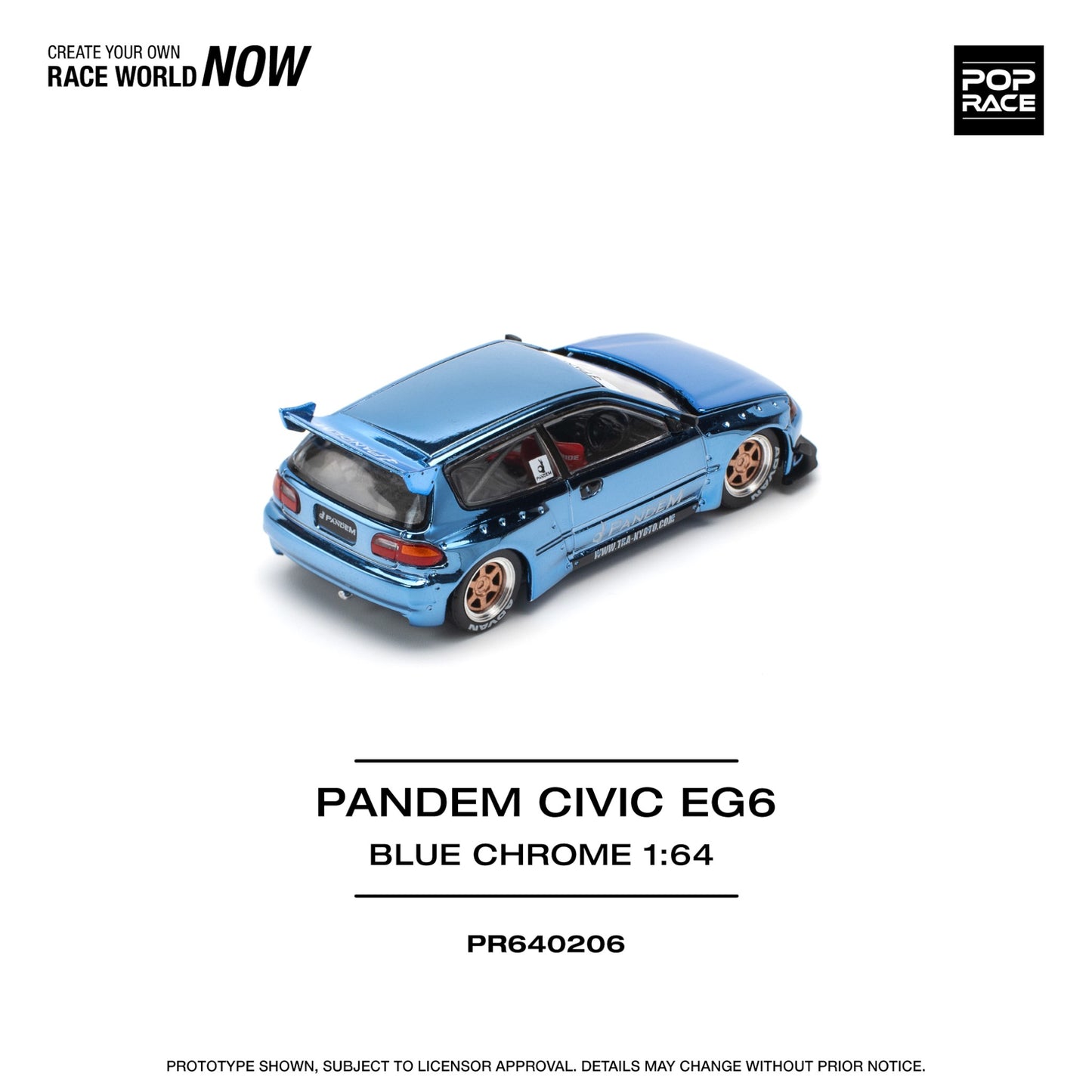 Pop Race - Pre-Order - Pandem Civic EG6, blue chrome - PR640206