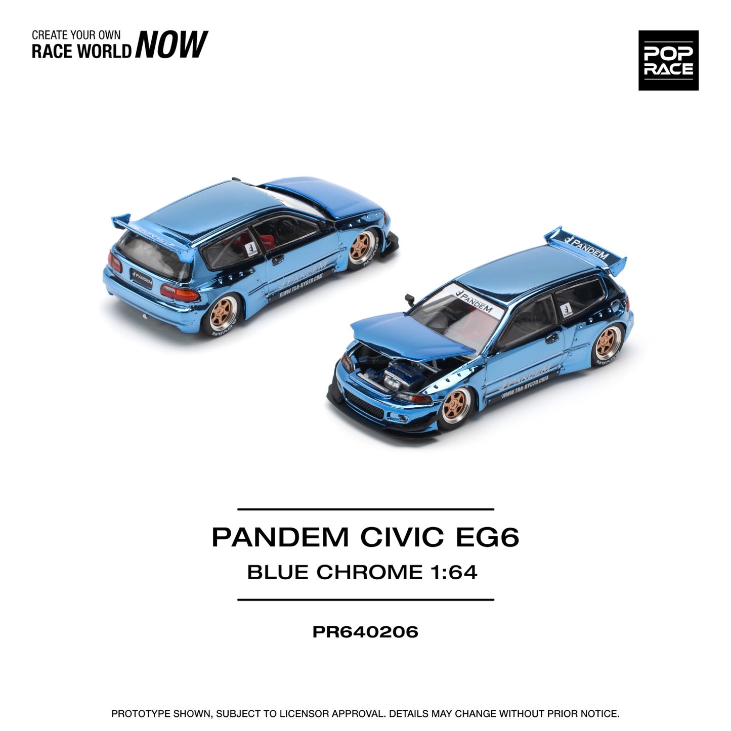 Pop Race - Pre-Order - Pandem Civic EG6, blue chrome - PR640206