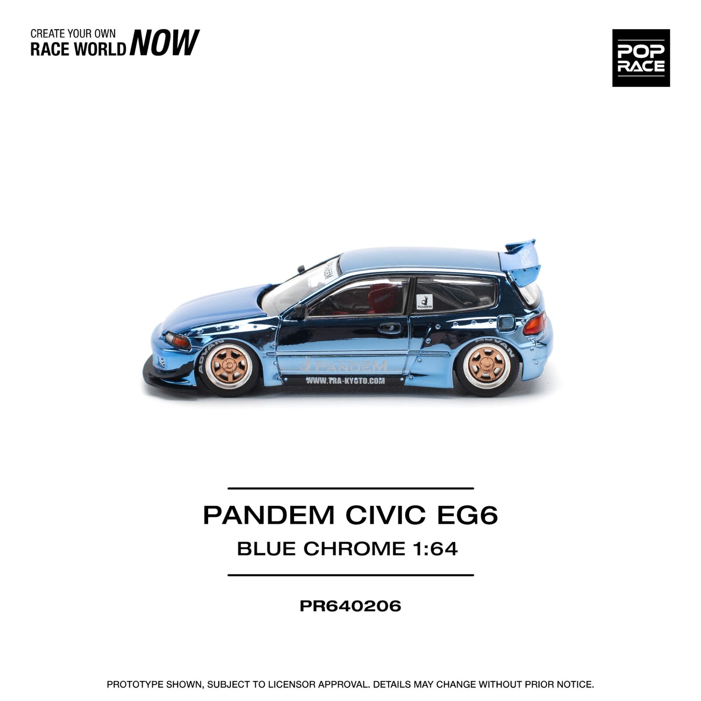 Pop Race - Pre-Order - Pandem Civic EG6, blue chrome - PR640206